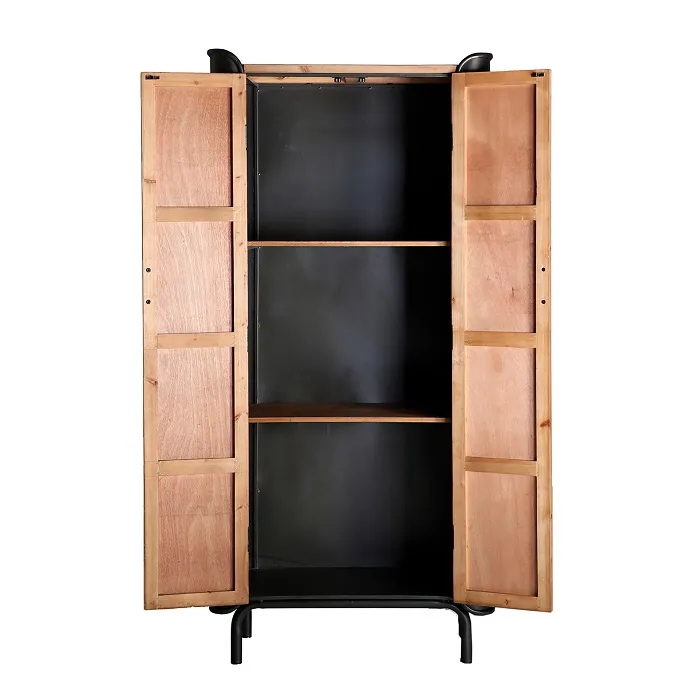 Armario Abeto Natural y Metal Thomas, Industrial (81x40x171 cm) - Imagen 3