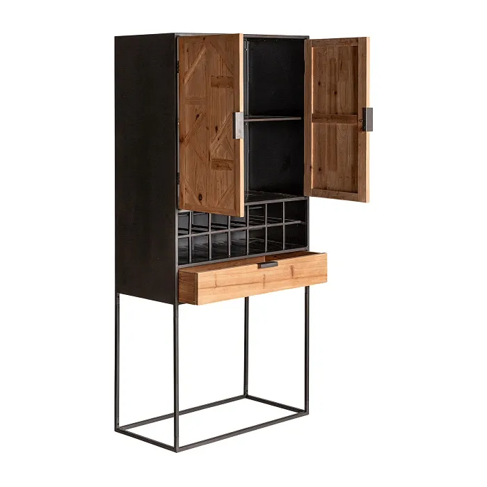 Armario Botellero Abeto Hierro Aiden, Industrial (80x40x170cm) - Imagen 4