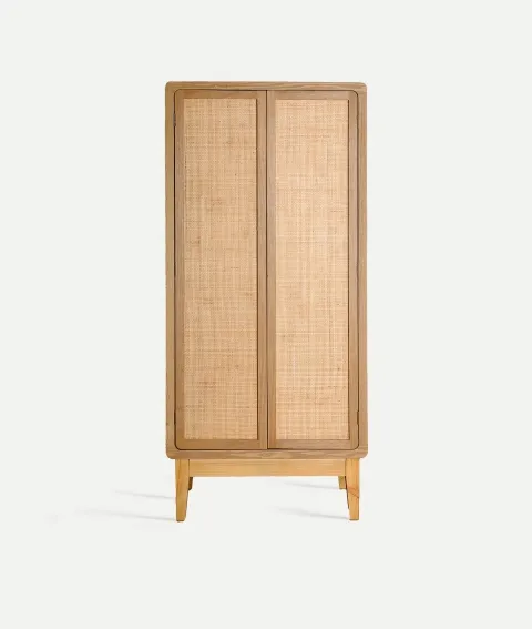 Armario en Madera Abeto y Ratán Malena, Nórdico (80x52x172 cm)