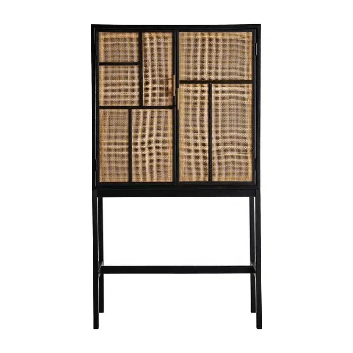 Armario Pino Ratán Flam Black (80x38x144 cm)