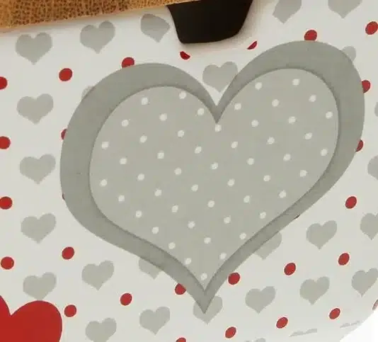 Azucarero Cerámica Blanca Corazones Grises, Vintage(9x9x8,5 cm) - Imagen 2