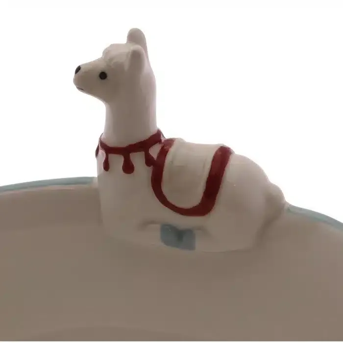 Bol Cerámica Blanco Figura Llama en Relieve (16x14x11 cm) - Imagen 2
