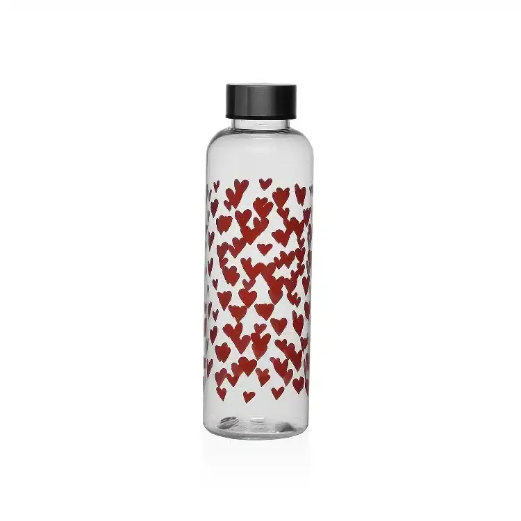 Botella Poliestireno Corazones Rojos, Vintage (6,5×22 cm)