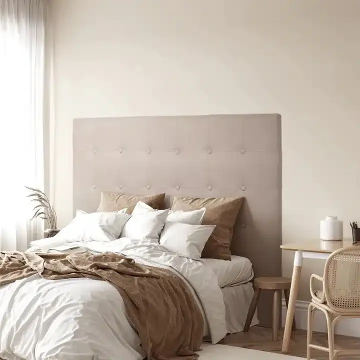 Cabecero Acolchado Capitoné Botones Beige Arizona, Clásico (160x8x120 cm) - Imagen 2