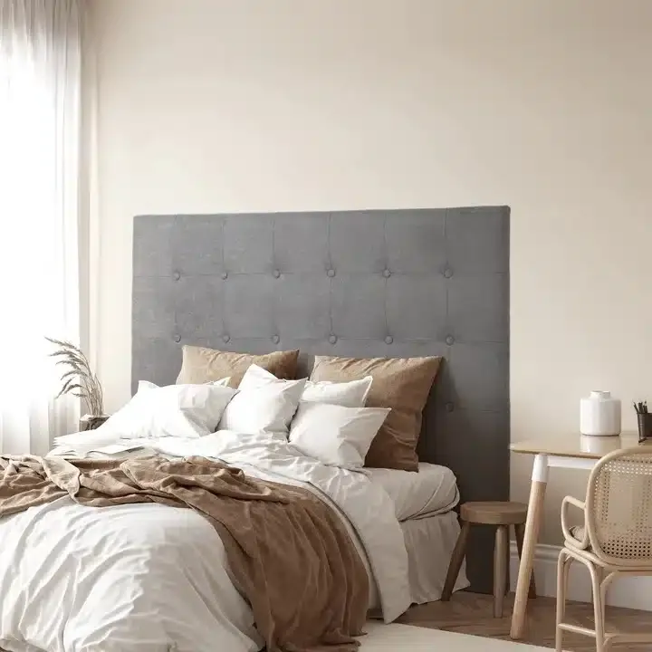 Cabecero Acolchado Capitoné Botones Beige Arizona, Clásico (160x8x120 cm) - Imagen 7