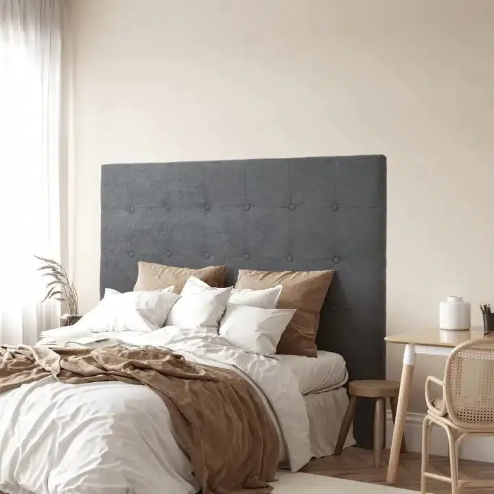 Cabecero Acolchado Capitoné Botones Beige Arizona, Clásico (160x8x120 cm) - Imagen 5