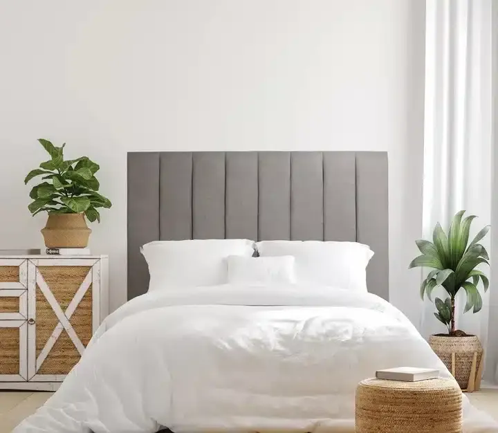 Cabecero Acolchado Líneas Gris Alabama, Clásico (145x8x120 cm) - Imagen 2