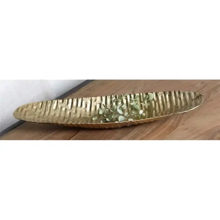 Centro de Mesa Ovalado Aluminio Grabado Oro Akan (48x14x3cm)