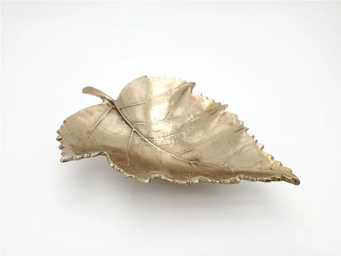 Centro hoja aluminio oro (24x19x5cm)