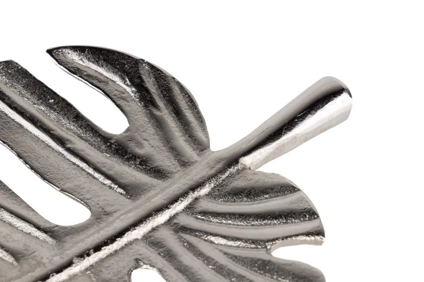 Centro de Mesa Aluminio Alargado Plata Hoja Calada (40x22x3 cm) - Imagen 2