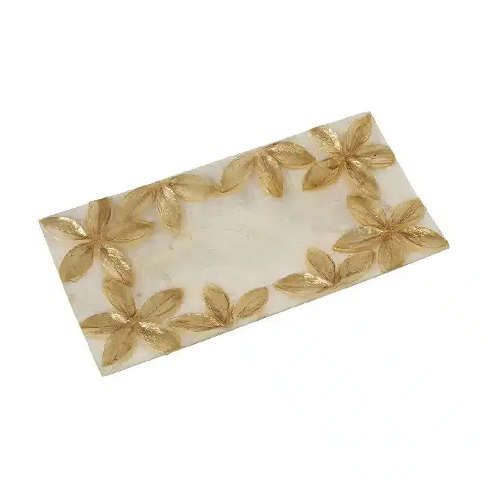 Centro Nácar Blanco Flor Relieve Bitono (10x20cm)