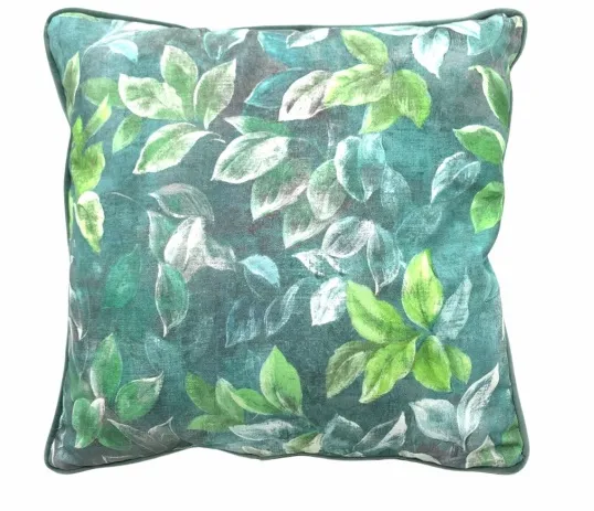 Set 2 Cojines Algodón Hojas Verdes y Azules, Ava(45x45cm)