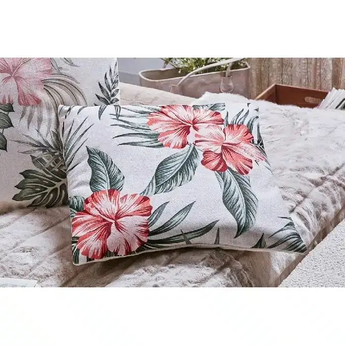 Set 2 Cojines Chenilla Flores Rosas y Verdes, Astrid (45x45cm)