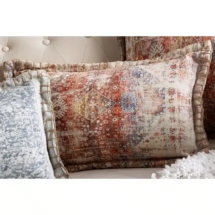 Set 2 Cojines Estampado Étnico Desgastados Granates (30×50 cm) - Imagen 2