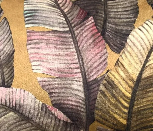 Set 2 Cojines Terciopelo Hojas Platanero Mostaza (45×45 cm) - Imagen 3