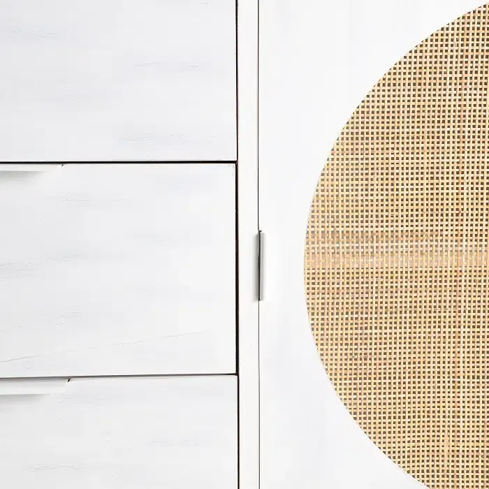 Cómoda Pino Ratán Flam Circle White Nórdica (90x40x80 cm) - Imagen 6