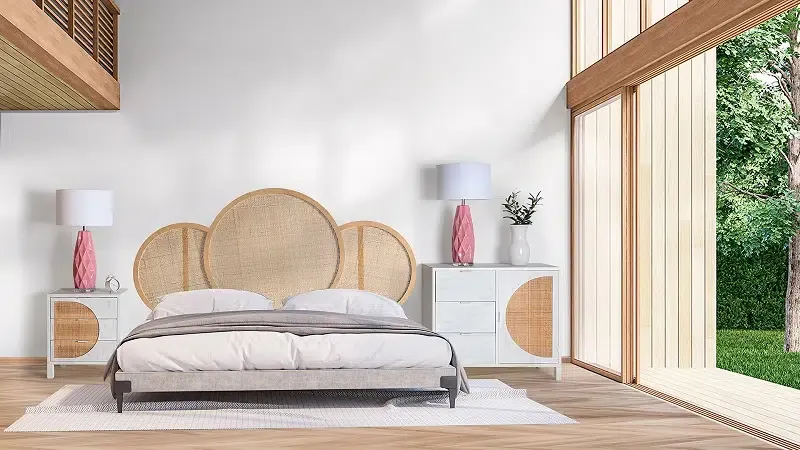 Cómoda Pino Ratán Flam Circle White Nórdica (90x40x80 cm) - Imagen 3