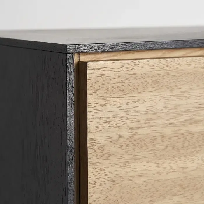 Cómoda Tres Cajones M.D.F Negro Natural, Phoenix (85x39x81 cm) - Imagen 3