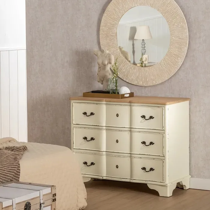 Mesita de Noche Abeto Crema Natural Avignon, Provenzal(50x40x60 cm) - Imagen 7