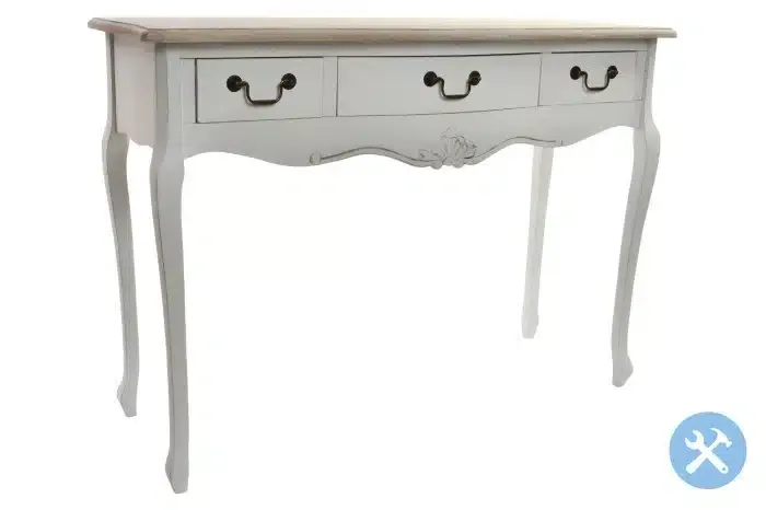 Consola Tres Cajones Blanca Natural Cecile, Provenzal(110x40x79 cm)