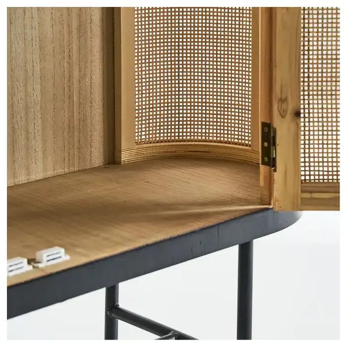 Consola de Pino Negro y Ratán Flam Circle Black (102x31x85cm) - Imagen 4