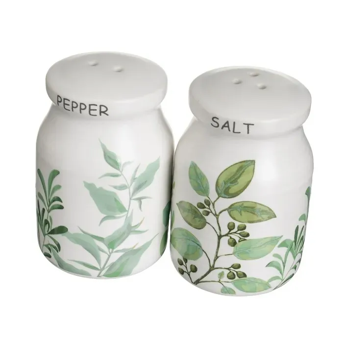 Convoy Aceitera y Vinagrera Cerámica Blanca Ramas Verdes, Vintage (19x16x23cm) - Imagen 4