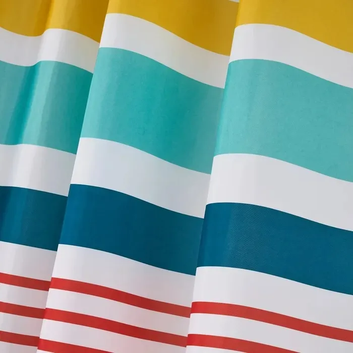 Cortina Baño Blanca Líneas Multicolor (180x200cm) - Imagen 2