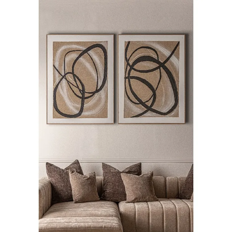 Cuadro Abstracto Circle Negro-Marrón (90x5x120 cm) - Imagen 2