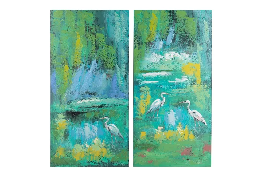 Set Dos Óleos Garzas Multicolor (50x2x100cm)