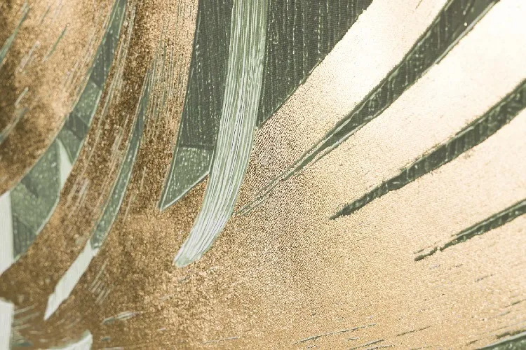 Cuadro Hojas de Palmeras Oro y Verde ( 120x4x80 cm) - Imagen 3