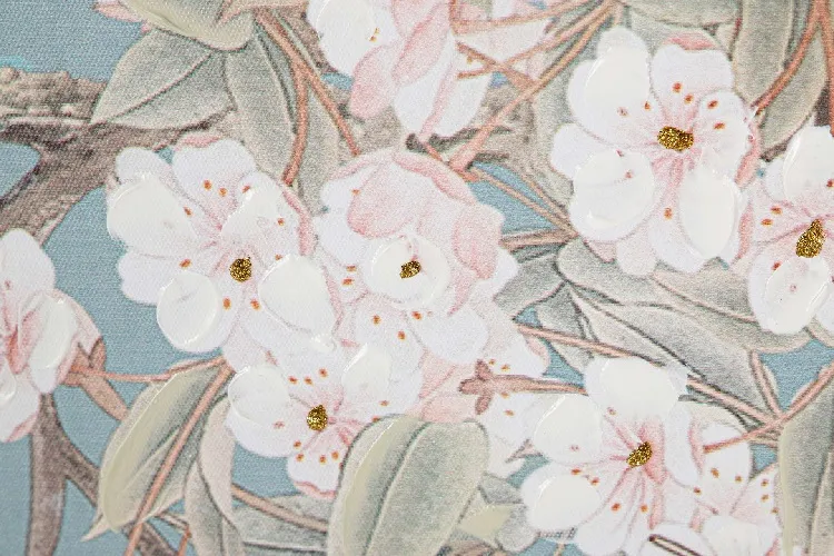 Cuadro Rama Almendro Flores Rosas y Blancas( 120x4x80 cm) - Imagen 3