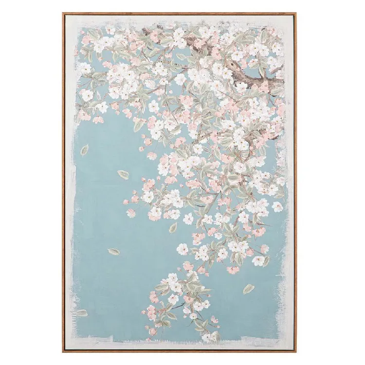 Cuadro Rama Almendro Flores Rosas y Blancas( 120x4x80 cm)