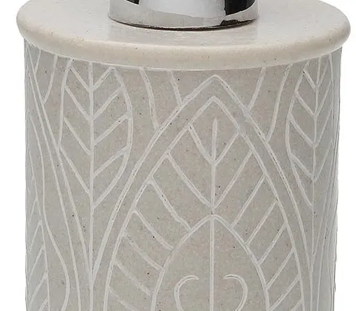 Set Baño Dosificador/Vaso Resina Pizarra Beige Dibujos Geométricos (7,5dx17cm) - Imagen 3