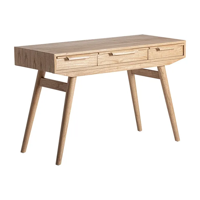Escritorio de Tres Cajones Mindi Natural Luka, Nórdico (120x53x78 cm)