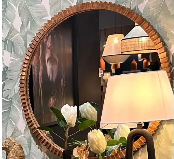 Espejo Madera de Mango Tallado Kala (90dx5 cm) - Imagen 2