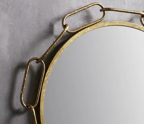 Espejo Metal Cadena Oro Moderno (79 dx2cm) - Imagen 2