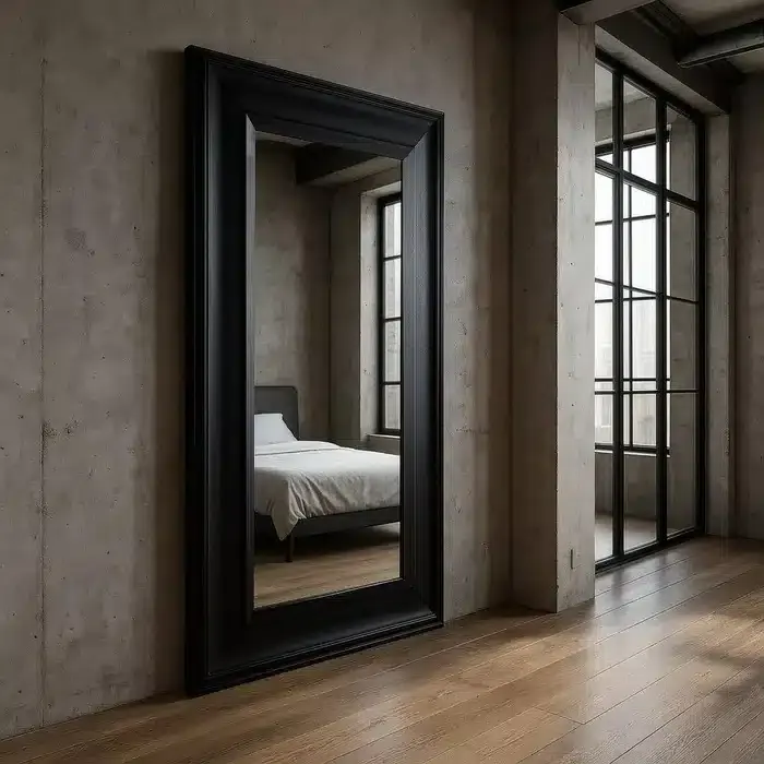 Espejo Pared Madera Negro Fresno Weser Clásico (125x9x201 cm) - Imagen 2