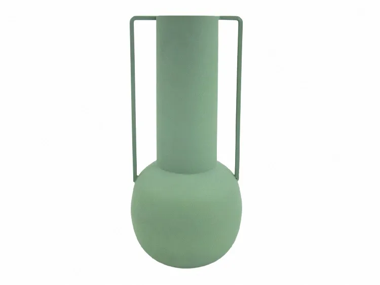 Jarrón Metal Verde Rodas ( 14dx30 cm)