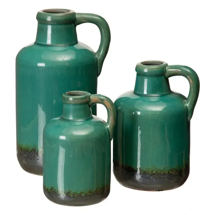 Botella Cerámica Esmaltada Azul Creta ( 14dx23 cm) - Imagen 2