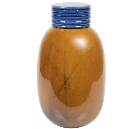 Tibor Cerámica Lacada Naranja-Azul (24dx27 cm) - Imagen 5