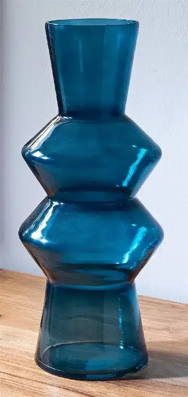Jarrón Cristal Cónico Azul (15dx38 cm) - Imagen 2