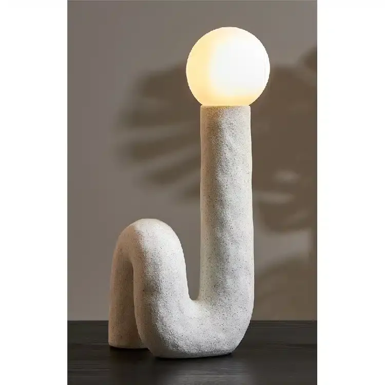 Lámpara Mesa Cerámica Blanca Tubo Selene 17x17x46 cm) - Imagen 3