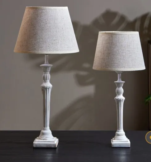 Lámpara Mesa Blanca Decapada Lilith, Provenzal (24dx52 cm) - Imagen 2