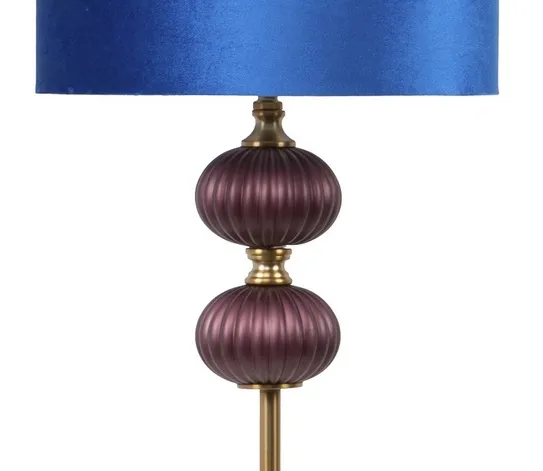 Lámpara Suelo Dorada Morada Azul Ágata, Art Decó (46dx174 cm) - Imagen 3