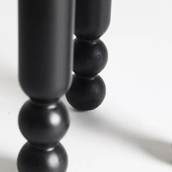 Mesita Auxiliar Redonda Abedul Negro Molduras, Zwart (38dx57 cm ) - Imagen 5