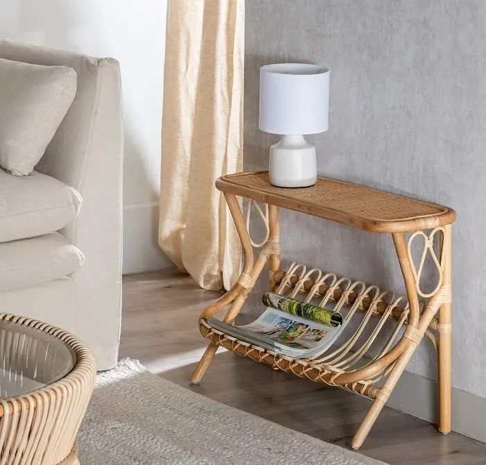 Mesita Auxiliar Ratán Trenzado Manila, Colonial (70x30x50 cm) - Imagen 2