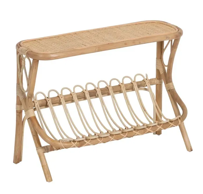 Mesita Auxiliar Ratán Trenzado Manila, Colonial (70x30x50 cm)