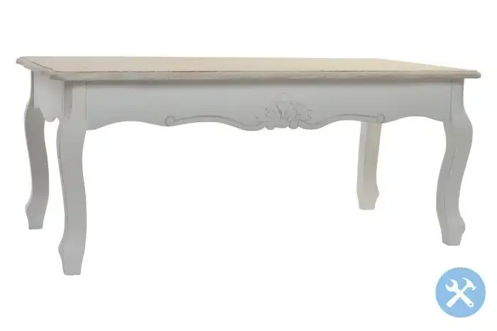 Mesa de Centro en Abeto Blanca Decapada y Natural Cécile, Provenzal (120x60x50 cm)