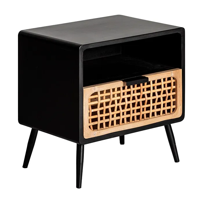 Mesita Auxiliar Abeto Negro Natural Bryan Industrial (48x38x51cm)