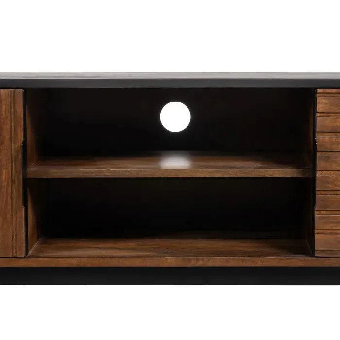 Mueble TV Mango Líneas Marrón Negro Barend (140x40x50 cm) - Imagen 4